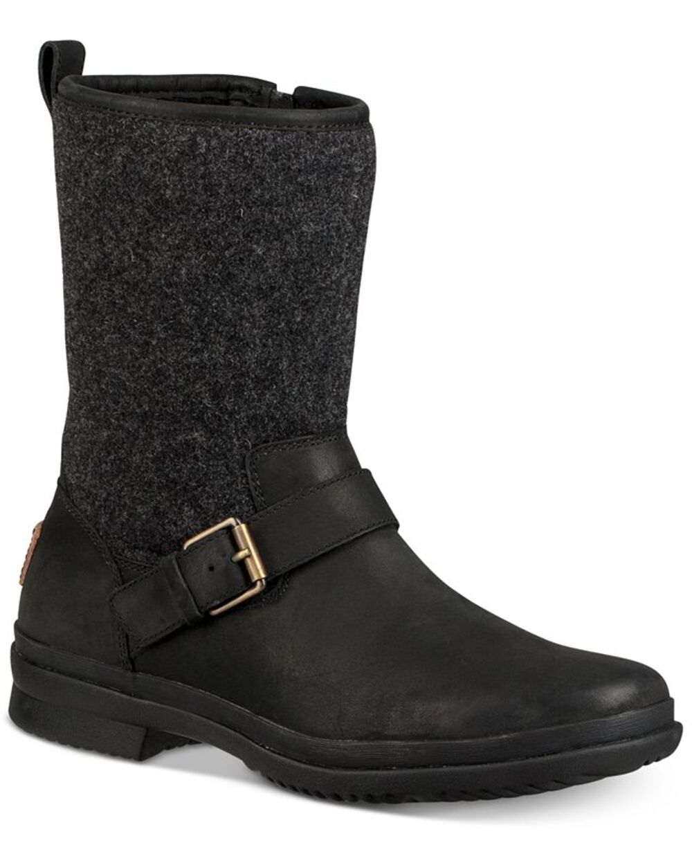 Ugg Women's Robbie Side Zip Leather & Wool Boots Size 6
